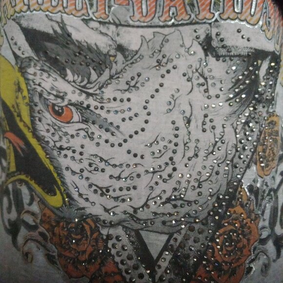 Harley Davidson Eagle Crystals Mesh Tank Biker Rocker Goth L - Picture 10 of 16